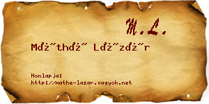 Máthé Lázár névjegykártya
